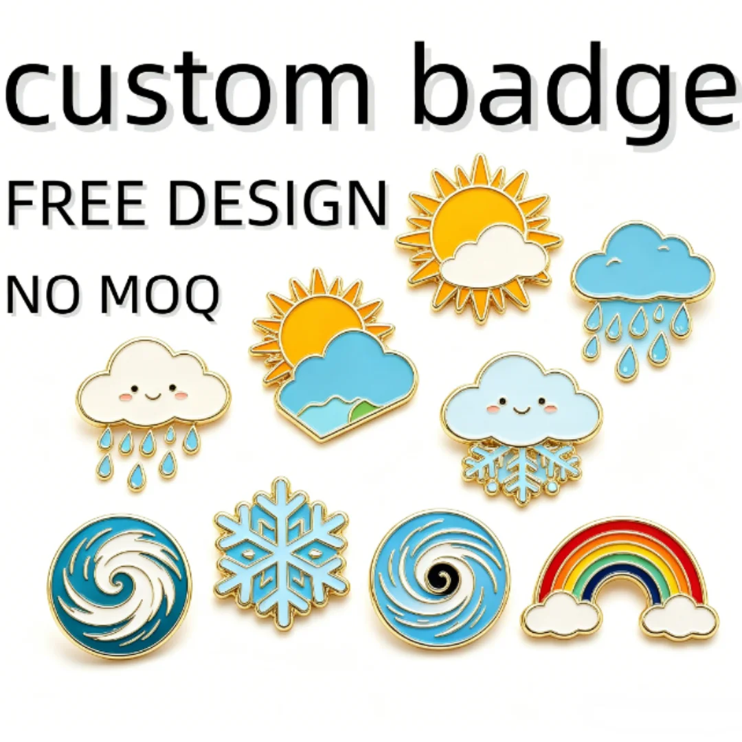 

Custom Enamel Lapel Pin | Cute Weather Cloud Sun Rain Snowflake Metal Badge, Cartoon Decor Brooch Pin for Backpack Clothes