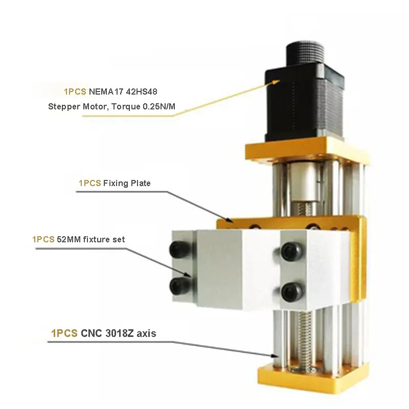 52mm Aluminum Sliding Table Engraving Machine Accessory CNC 3018 Z-axis Module Apply Nema17/52 42/57 Stepper Motor Spindle Hole