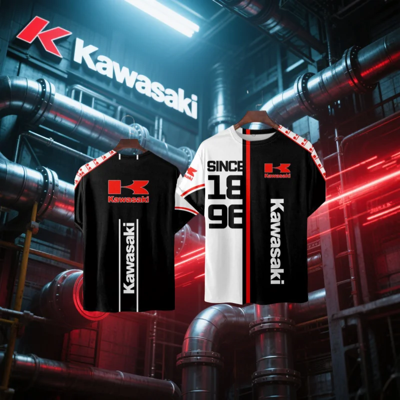 

Футболка Kawasaki, футболка для верховой езды, солнцезащитный крем, быстросохнущая, впитывающая пот, футболка с 3d принтом, летняя футболка, мужская мотоциклетная футболка