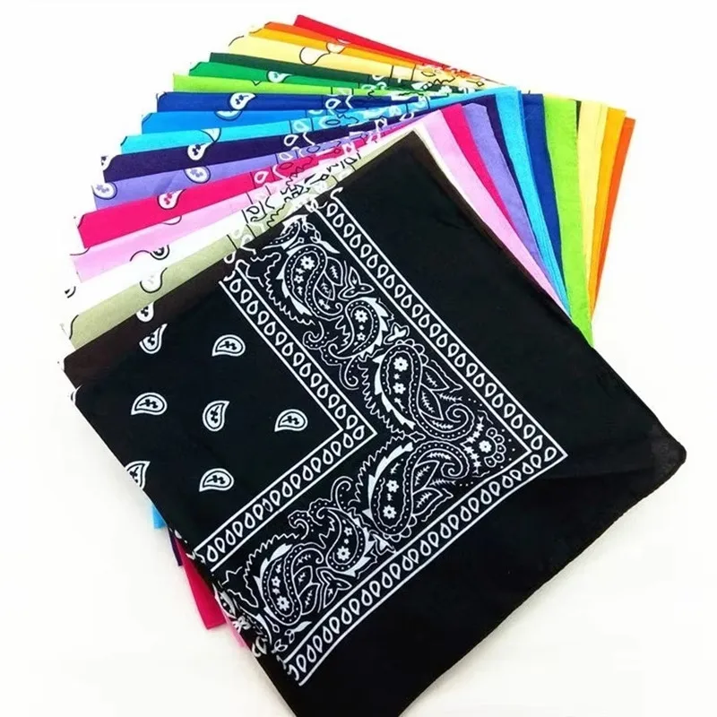 1-4Pcs Fashion Hip Hop Cotton Bandana Square Scarf 54cm*54cm Black Red Paisley Headband Printed For Women/Men/Boys/Girls