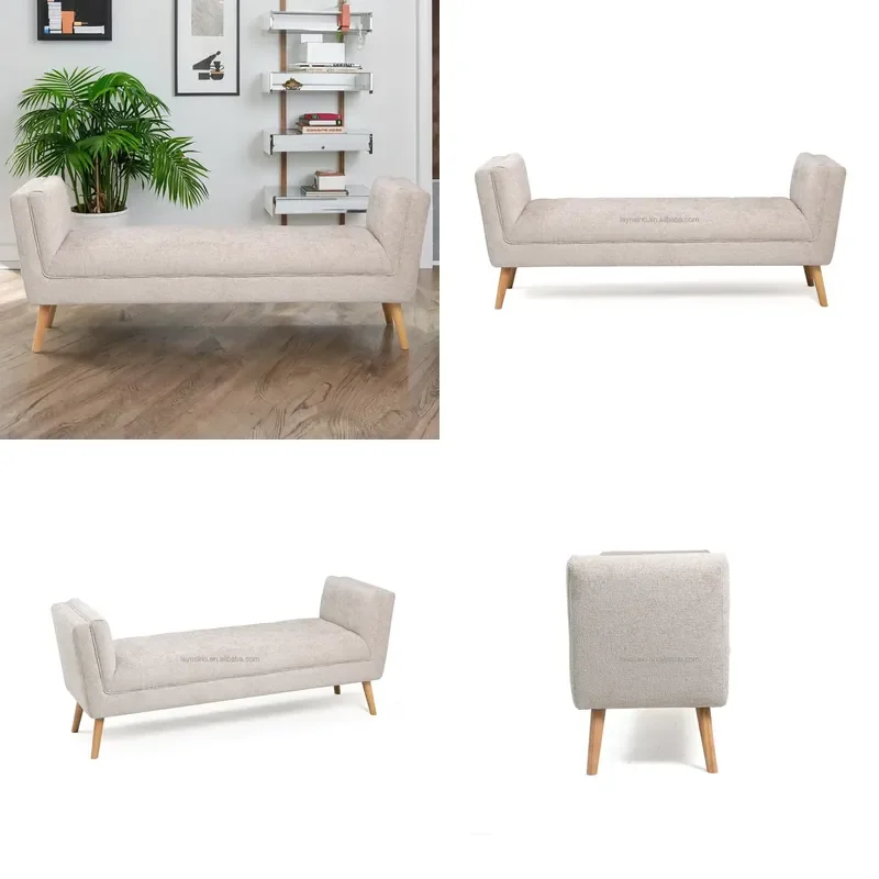 Modern Minimalist Living Room Fabric Ottoman Bench Design Bed End Stool for Hotel Use