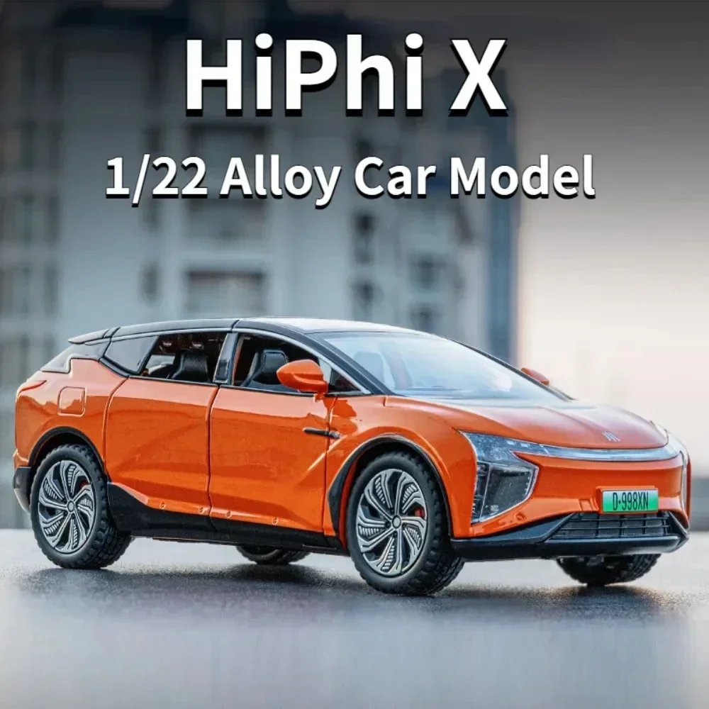 1:22 HiPhi X Alloy Diecasts Car Model 8 Doors Can Be Opened New Energy Tram With Sound Light Sports Car for Boy Collection Gifts