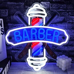 Barber Shop Neon Sign Dimmable LED Neon Light USB for Barbershop Salon Wall Decor Hair Cutting Business Sign Man Cave wall Decor