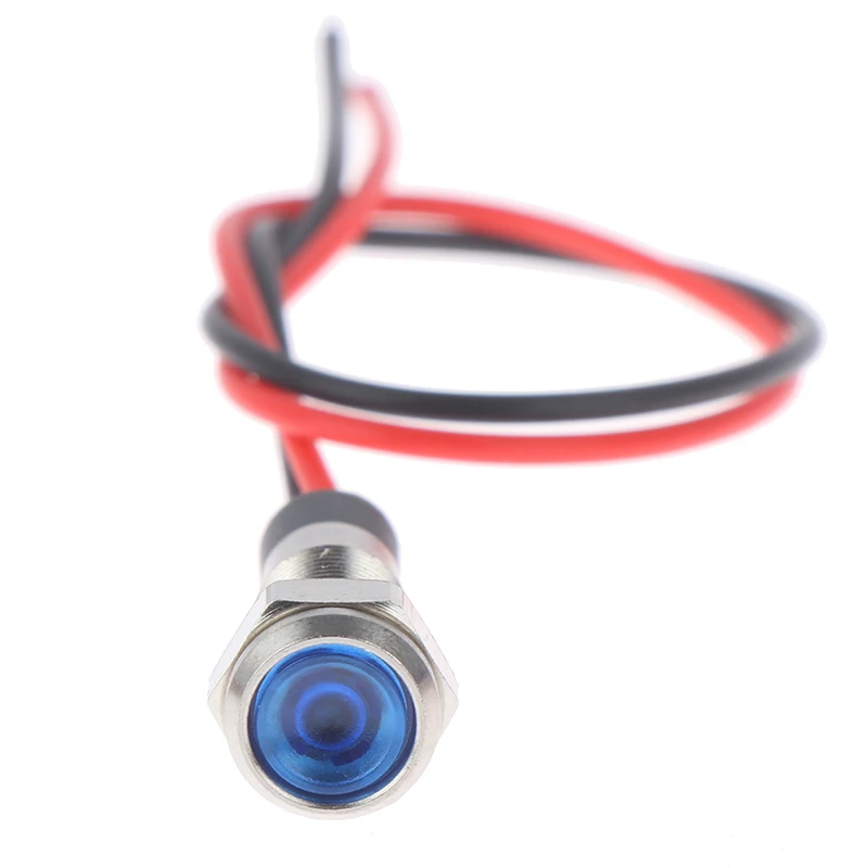 6mm Metal LED Black Warning Indicator Light Waterproof IP67 Signal Lamp Wires 3v 5v 6v 12v 24v 220v Red Blue Yellow Green