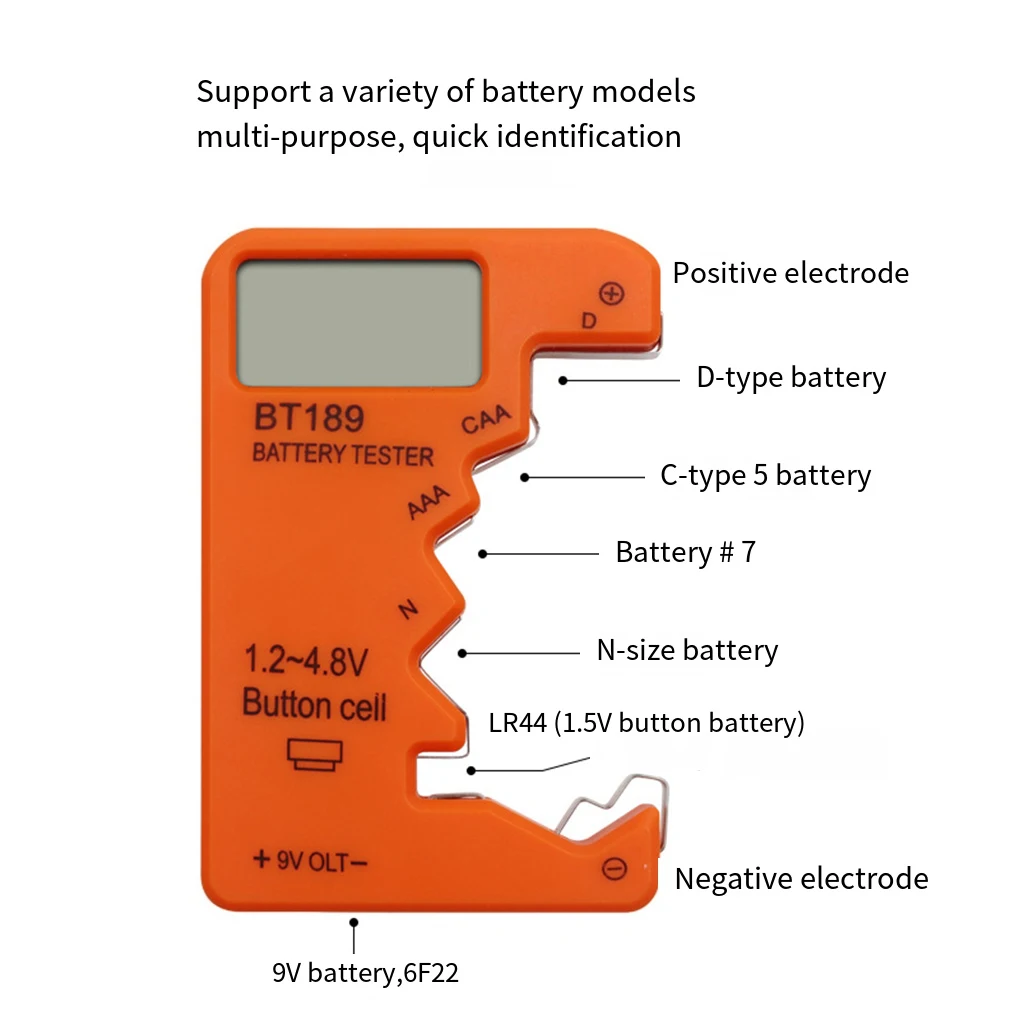 Portable Battery Tester 9V AAAAA Button Cell BT189 Universal Household LCD Digital Display Battery Tester Power Bank Detector