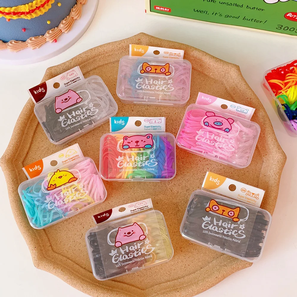 Japanese Cute Jelly Colored Candy Hair Tied Rubber Band Box Baby Headband Disposable Rubber Band