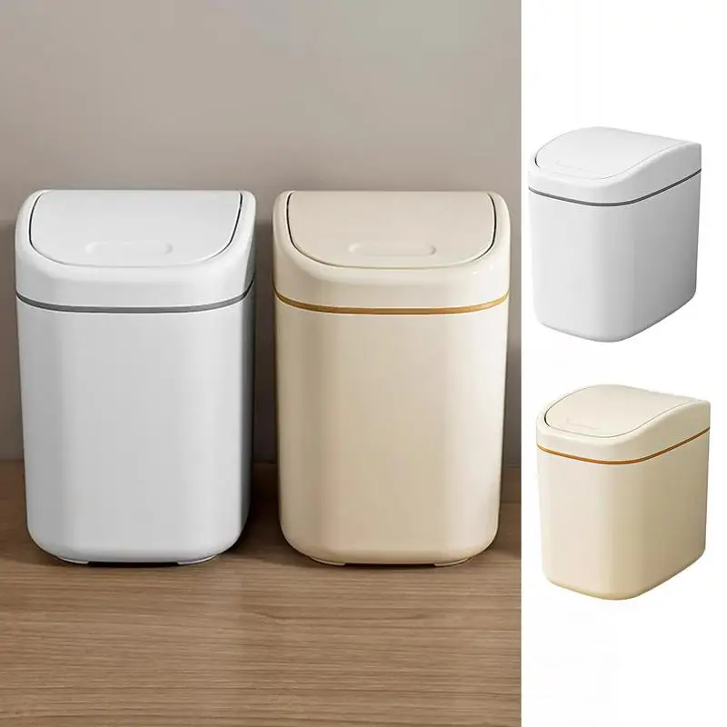 Desktop Trash Canlid Small Multi-Functional Desk Trash Can Garbage Can Dustbin Wastebasket Trash Can Dispenser for Bathroom