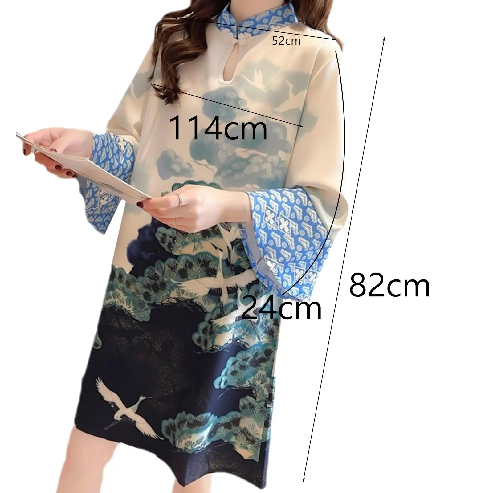 Women Cheongsam Dress Fashion Traditional Loose Fit Lady Chinese Qipao Dress for Birthday Gift Shopping Anniversary Party Dating