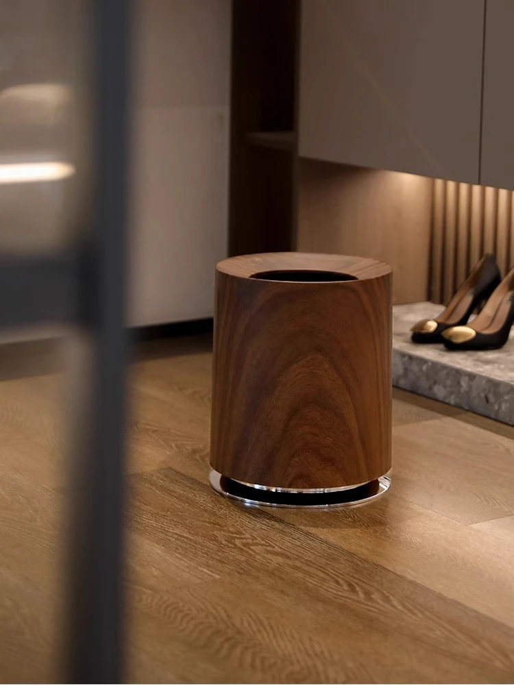

Light luxury imitation wood grain trash can household living room bedroom double large capacity creative antiquecommercial paper