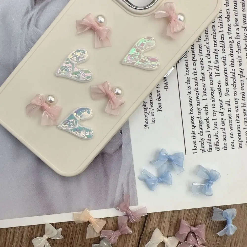 10pcs Colorful Bow Pearlescent Yarn Bow Charms French Elegant DIY Craft Supplies Craft Decoration Ornaments