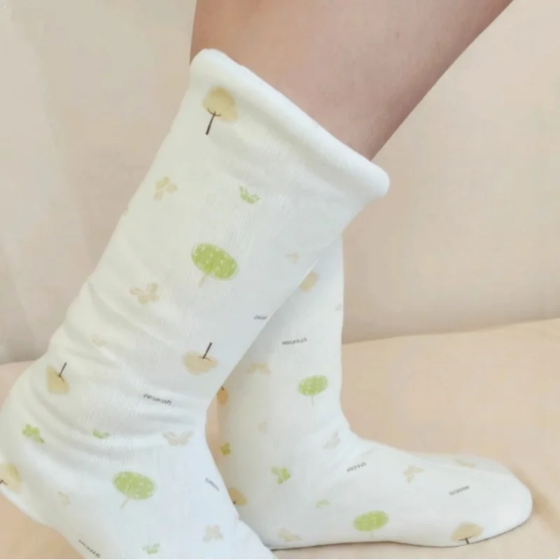 Adult Baby Winter Thicken Warm Sleeping Socks Cold-proof Pure Cotton Cartoon Print Socks ABDL Couple Foot Covers Cosplay Costume