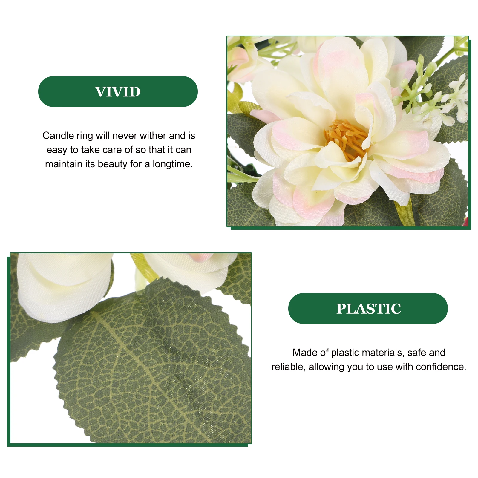 

Artificial Flower Ring Wreath Wedding Party Decor Floral Candlestick Tabletop Centerpiece Spring Wreath