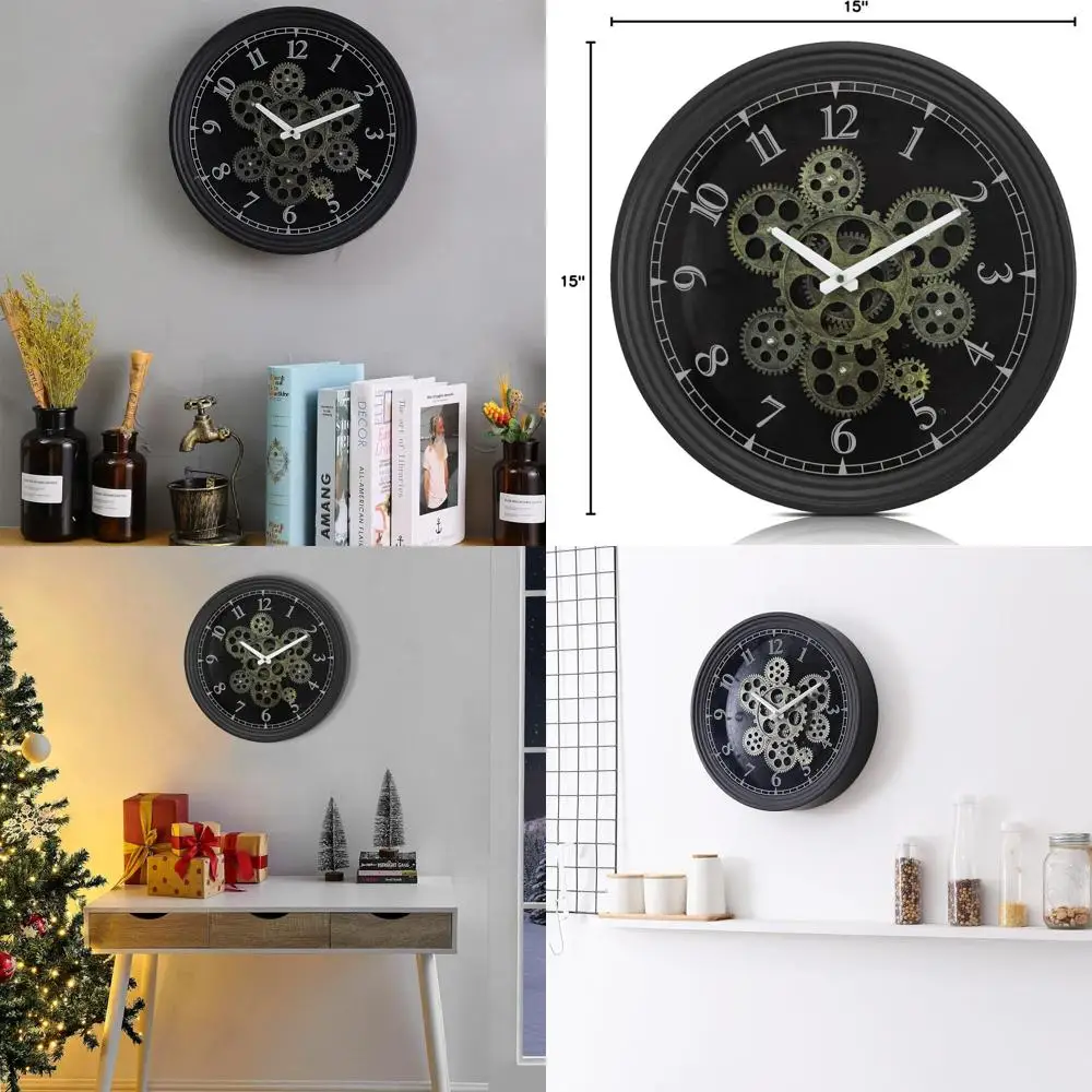 

Винтажные настенные часы в стиле стимпанк с металлической шестерней — в деревенском индустриальном стиле для дома, офиса или подарков