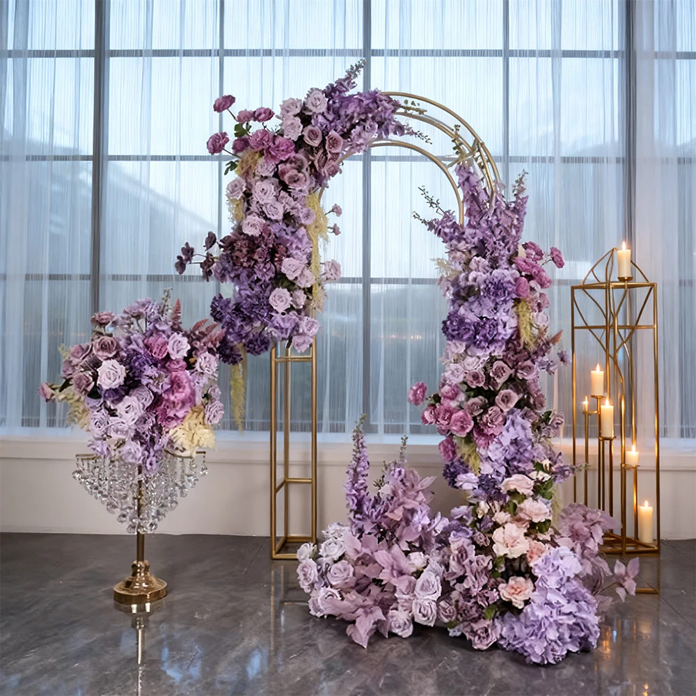 Faux Florals Wholesale Artificial Flower Arrangements Wedding Decoration Wedding Arch Purple Color Long Flowers Runner