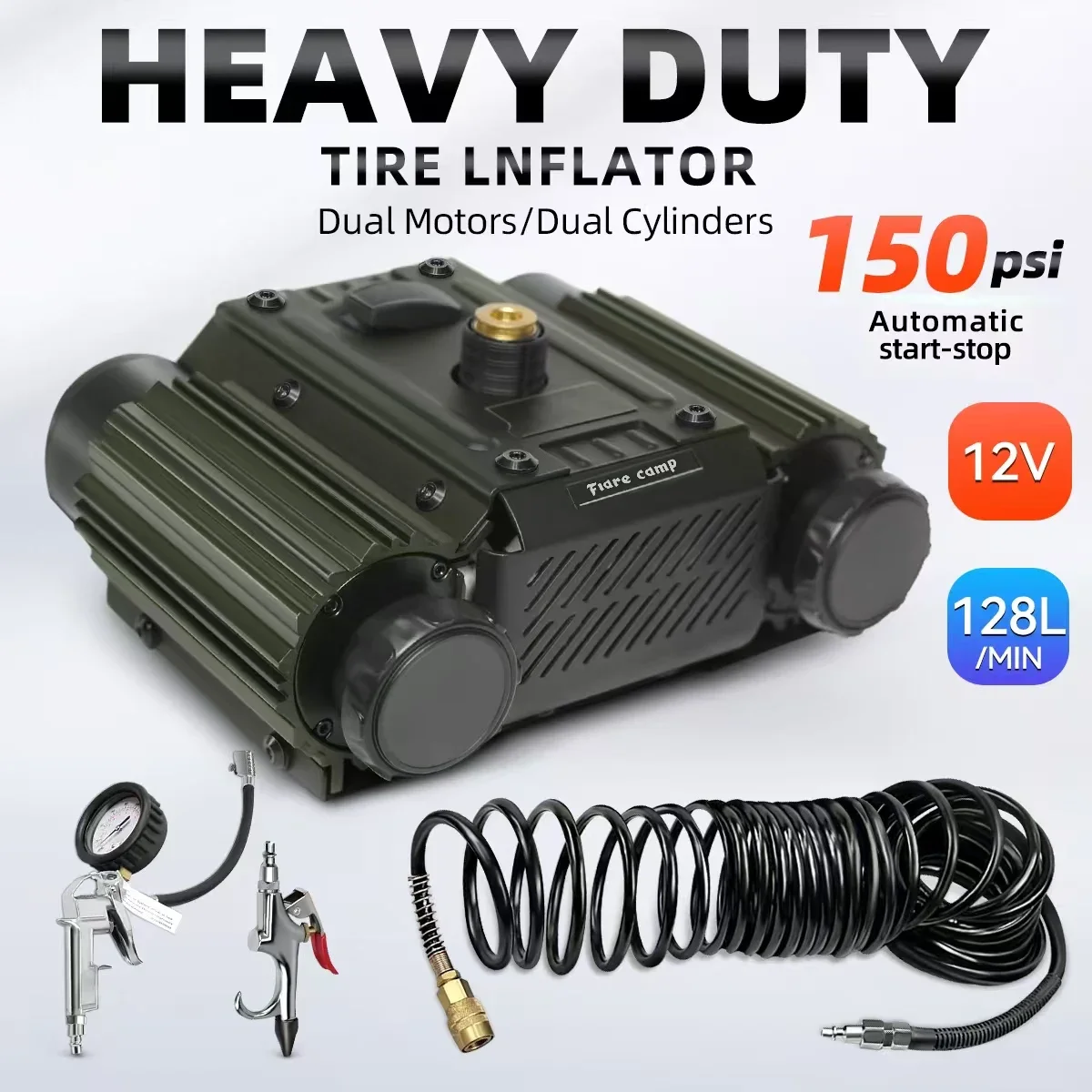 

Off-road Automatic Air Compressor 150psi,Dual Motors Cylinders Air Pump,Heavy Tire Inflator-K500 (VIAIR/ARB manufacturer)