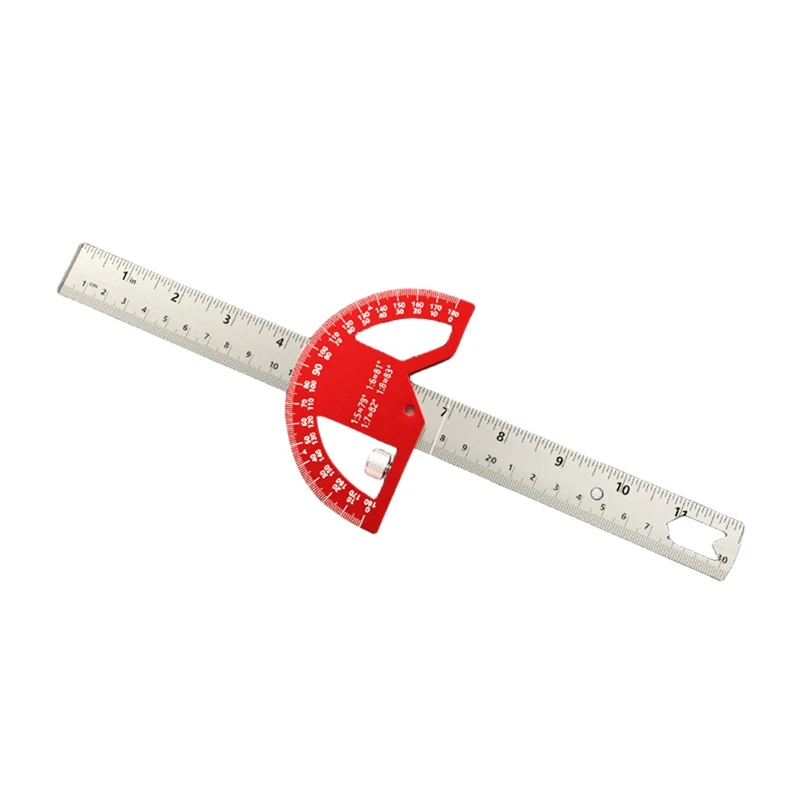 Multi-Functional Angle Ruler 45/90 Degree Semi-Circular Measuring Aluminum Alloy 12Inch