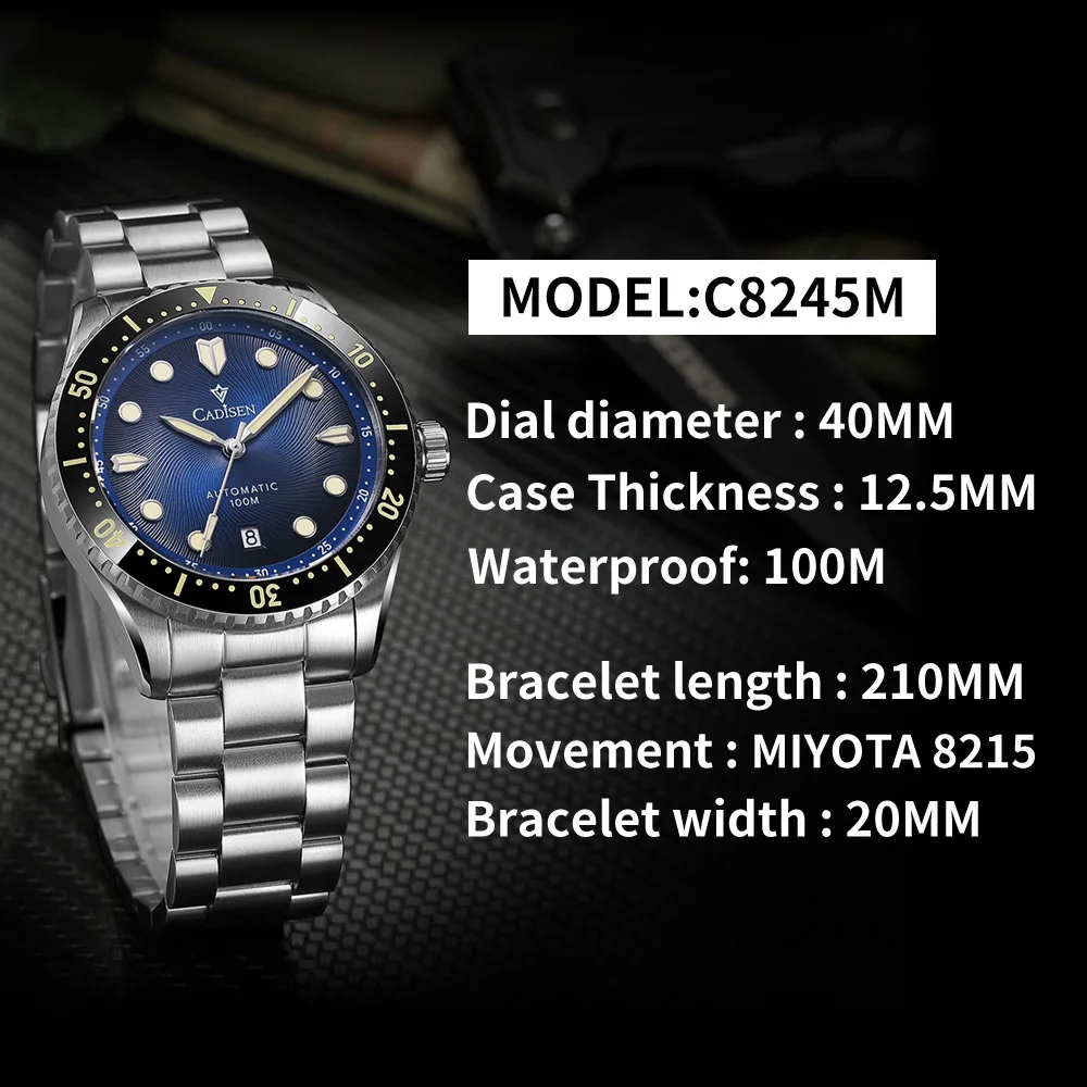 Cadisen For Men`s Watch Meteorite Miyota Movement Skeleton Mechanical Automatic Male Casual Wristwatch Sapphire 5atm Waterproof