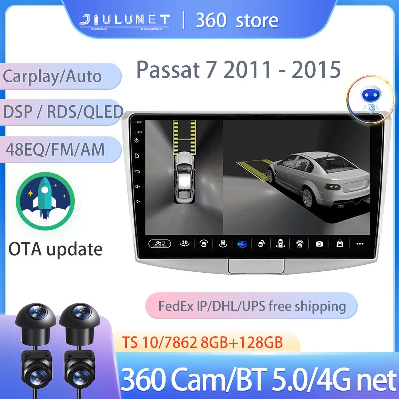 

JIULUNET Smart Stereo Android Auto 360 Cam радио для Volkswagen Passat 7 B7 NMS 2011 - 2015 Мультимедиа Видео навигация Carplay