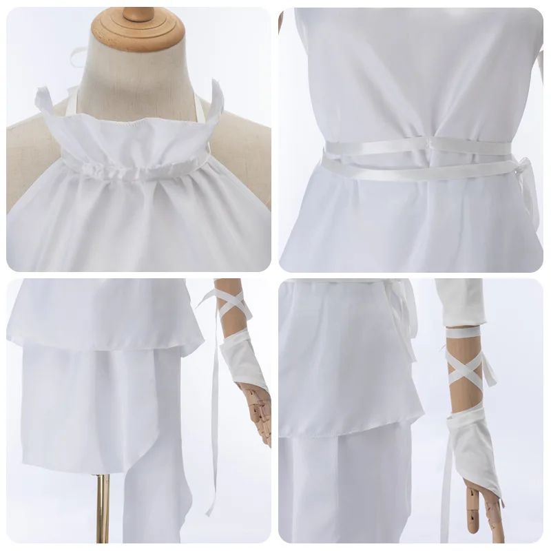 Game Death Stranding Cos Outfit Halloween Arknights Cosplay Pure White Halter Self-Tie Dress Complete Role-Play Costume Set