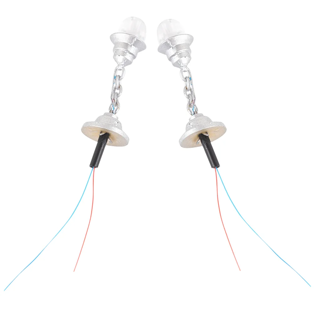 

2 PCS Ceiling Lamp Model Chandelier Mini Luminous Hanging Toy Room Miniature Lights LED DIY Sand Table Decor