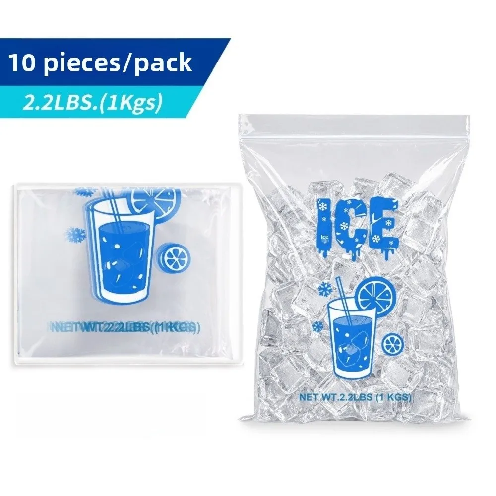 10Pcs PE Drawstring Ice Bags Anti-Freezing Large Capacity Ice Storage Bags Thicken Reusable Ice Freezer Bags