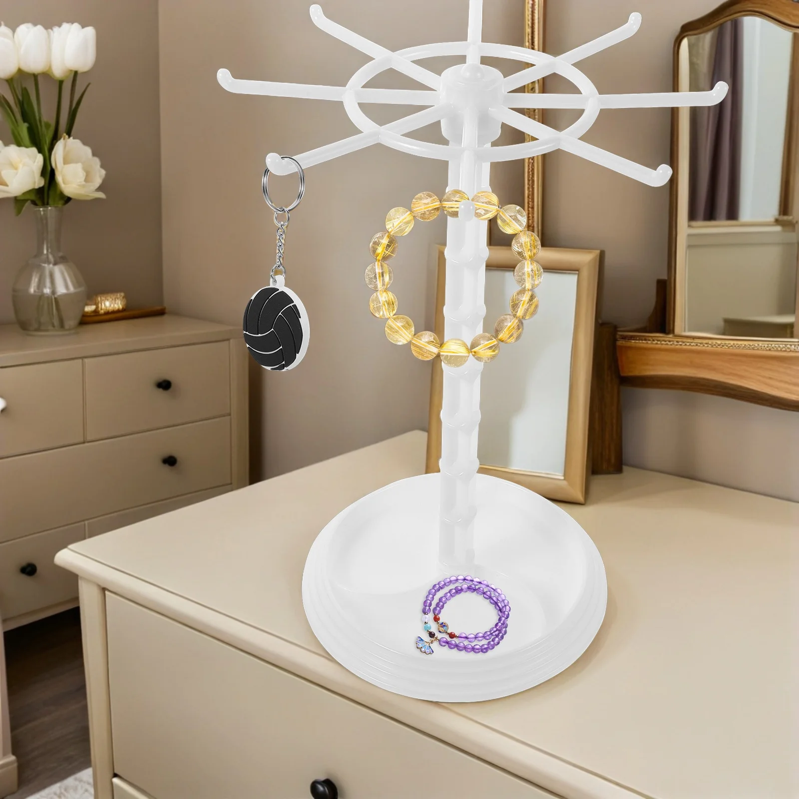 

Rotatable Jewelry Rack Stand Tabletop Organizer Spinning Keychain Holder for Earrings Bracelets Watches Headbands Display