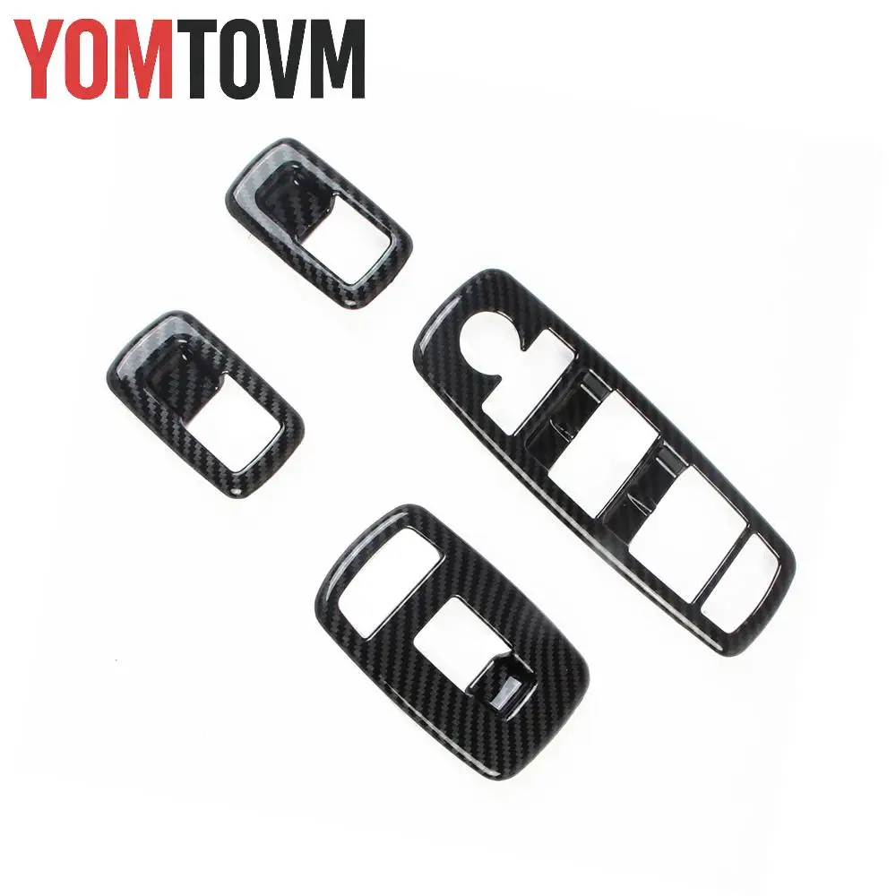 

Car Lift Switch Cover Trim 4 Pcs Carbon Fiber Window Lift Trim Switch Panel for Dodge RAM 1500 2019-2020