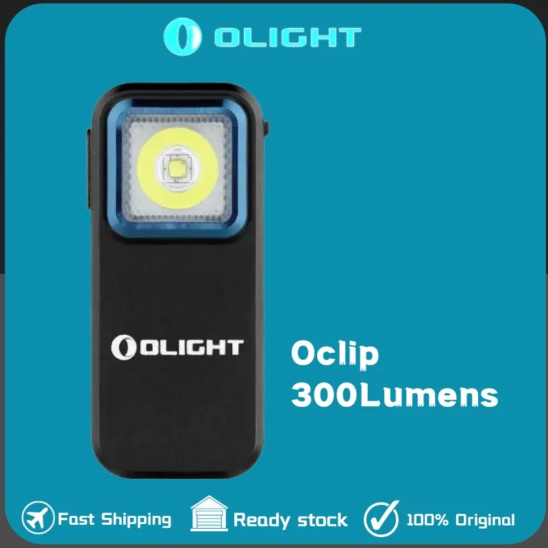 Olight-luz de Clip Oclip con luz blanca y roja, recargable, 300 lúmenes