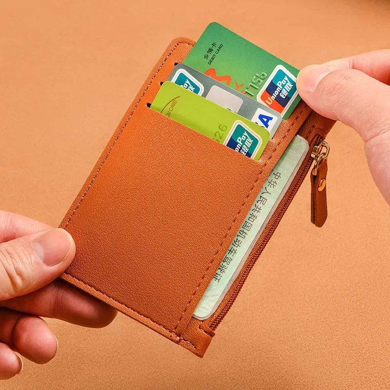 Ultra Thin Multi Slot Card Bag Women Zipper Coin Purse Coin Pouch Large Capacity ID Card Holder Credit Card Holder Badge Holder