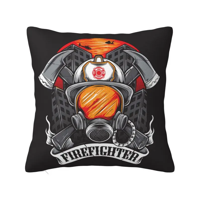 Custom Nordic Firefighter Skull Cushion Cover Soft Fireman Fire Rescue Pillow Case Home Decorative