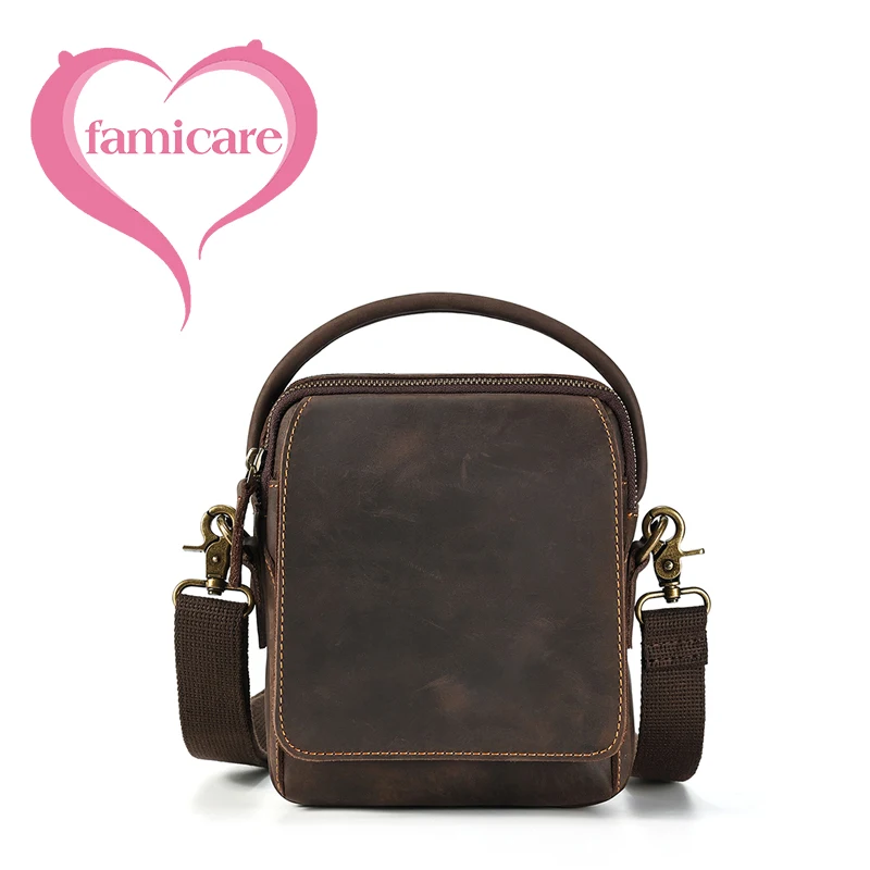 

Male Bag Large Capacity Crazy Horse Leather Sports Crossbody Bag Casual Handbag Genuine Leather Retro Men's Single Shoulder Bags