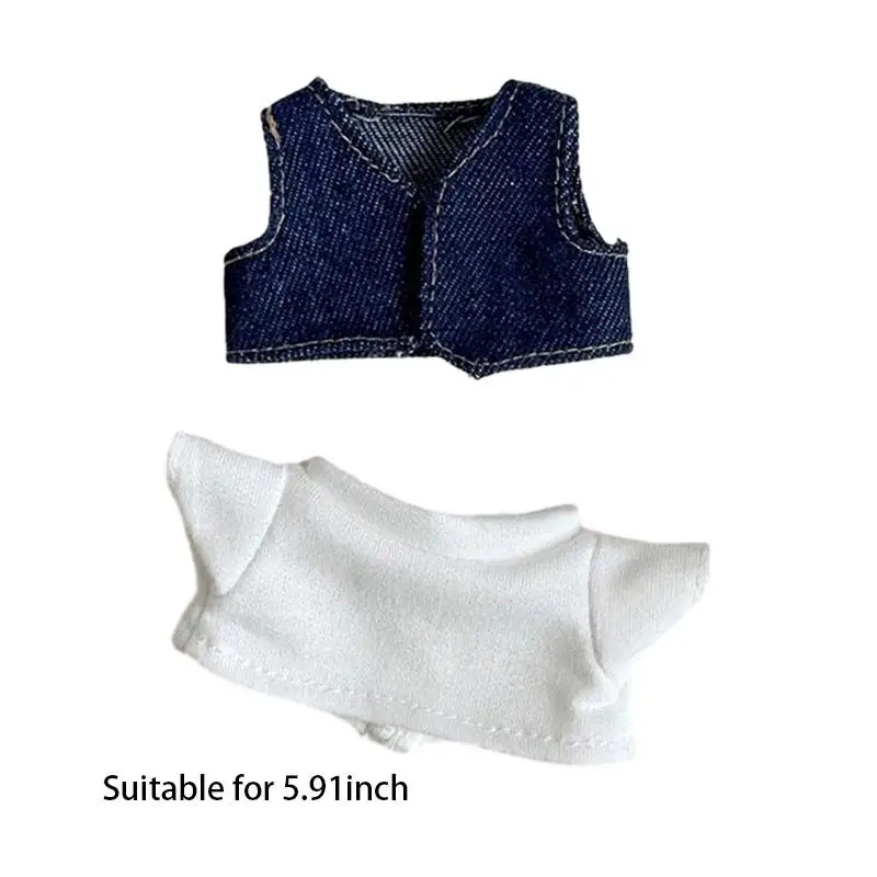 2x pluche eendkleding, maak je eigen poppen, doe-het-zelf vest, fantasiespelkleding, mode-foto rekwisieten, verkleedkostuum voor 5,91 '' pop
