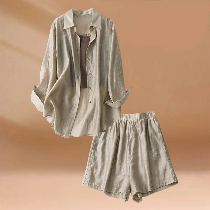 

2025 Women's Elegant 3 Piece Set Suit Fashion Loose Black Tank Cardigan Shorts Suit Three Piece Set Suit For Women Streetwear