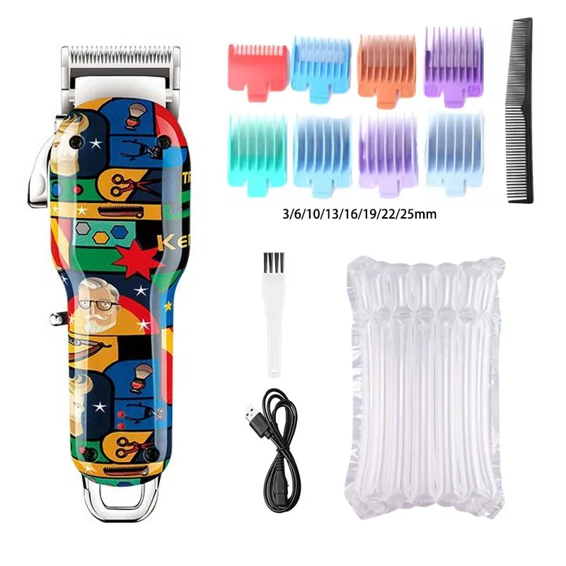 Kemei Oplaadbare Graffiti Patroon Elektrische Tondeuse Professionele Kapper Trimmer Man Scheerapparaat Km-MAX2092 KM-MAX5090 KM-RS7098