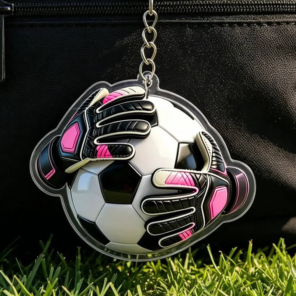 Metal Hanging Ring Keychain Pendant, 2D Acrylic Football Design Clear Pattern Key Ring, Backpack Keys Fan Accessory