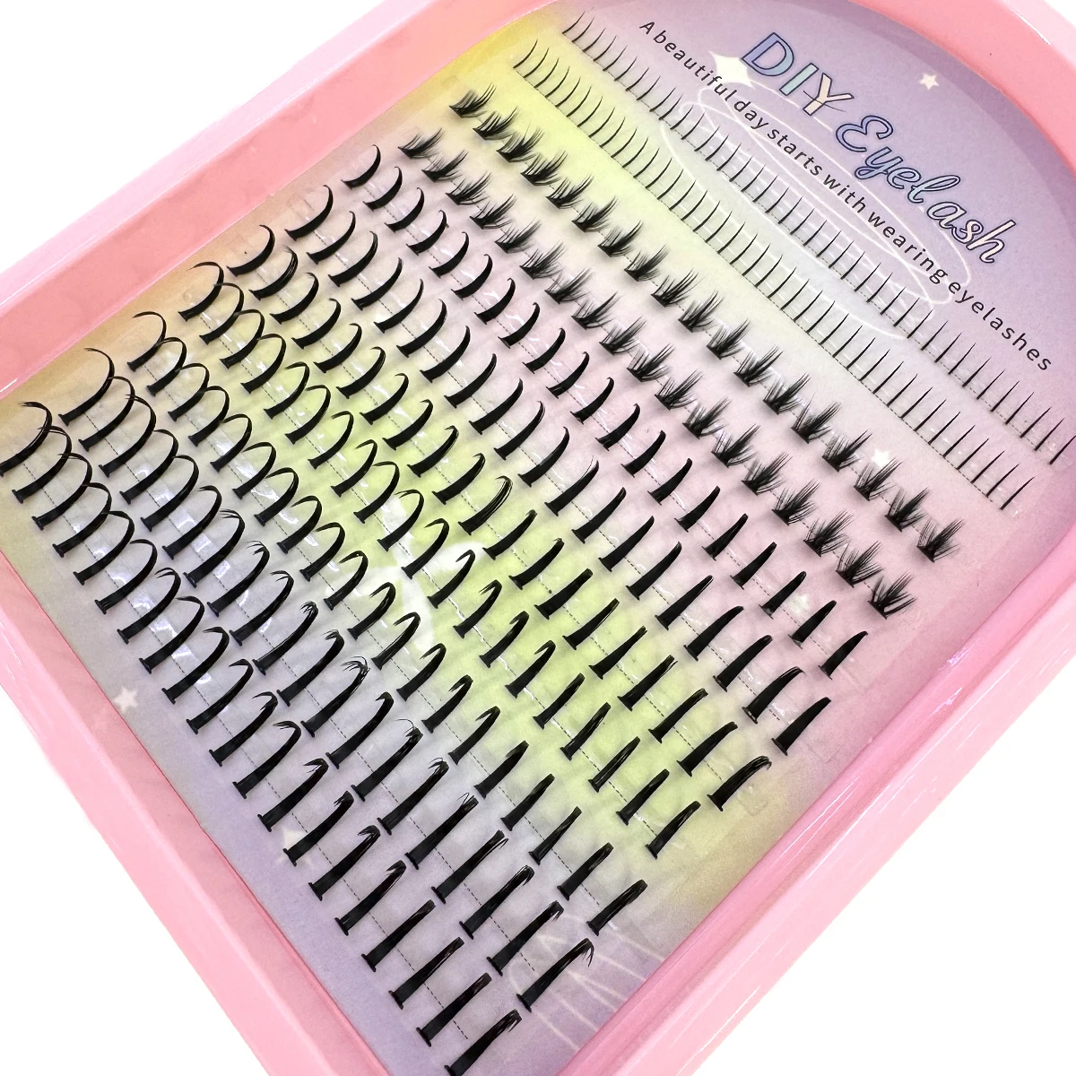 11 Reihen Spikes Wimperncluster mit unteren Wimpern Einzelne Wimpernverlängerungen Manga Vorgefertigte Fächerwimpernverlängerungen Wispy Wimpern