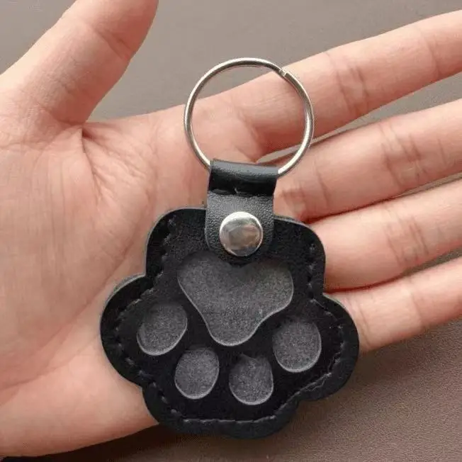 Memorial lederen huisdier haar opbergtas kattenpoot sleutelhanger multifunctionele draagbare sleutelhanger