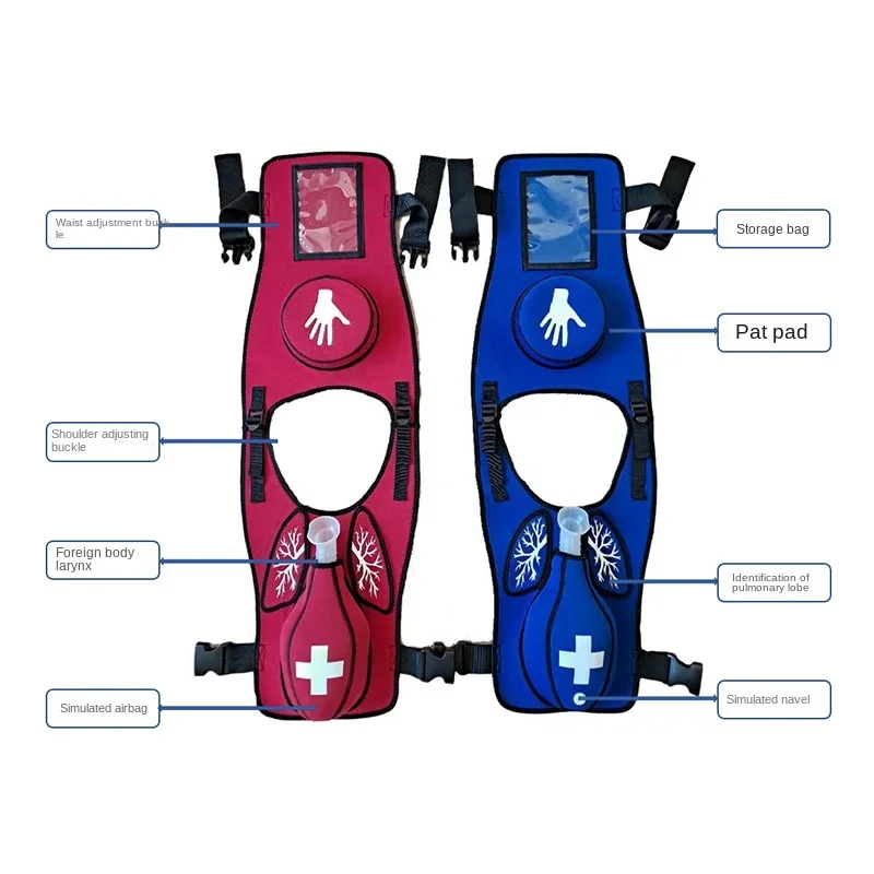 Heimlich training vest for adults and children, suffocation rescue, airway obstruction training vest teaching aid.