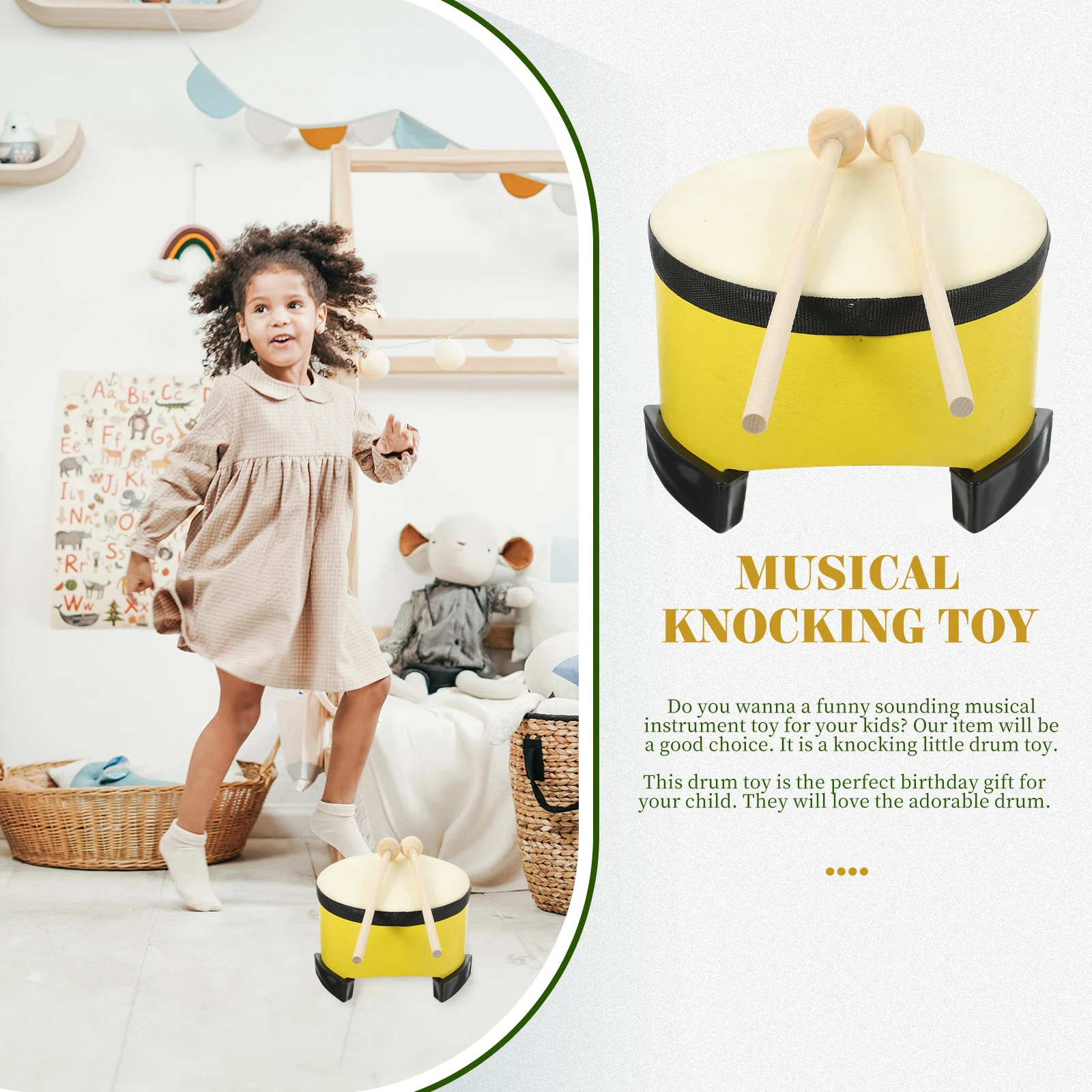 

Children Percussion Toys Kids Music Instrument Hand Drum Rhythm Educational Toy Sheepskin Floor Drum Safe Coordination
