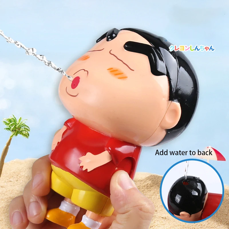 Desenhos animados pulverização lápis shin chan imprensa pistola de água dos desenhos animados brinquedo das crianças complicado pouco arma de água jogar praia brinquedo presente aniversário