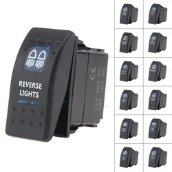 12V 20A 5P Push Rocker Toggle Switch with Blue LED Light, Waterproof Function