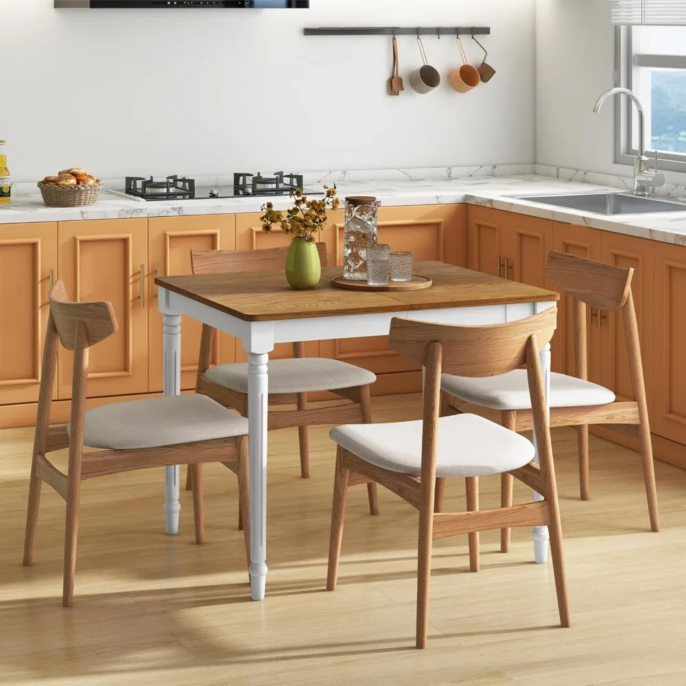 고무나무 다리가 있는 4-8인용 직사각형 확장형 식탁, 220파운드 용량, 대형 접이식 주방 테이블