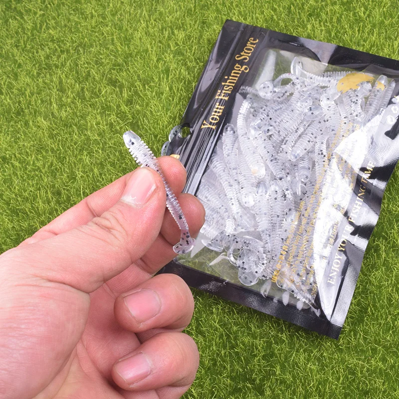 Jig Wobblers Señuelo de Silicona 5cm Gusano Cebo Suave Cola Espiral - imagen 3