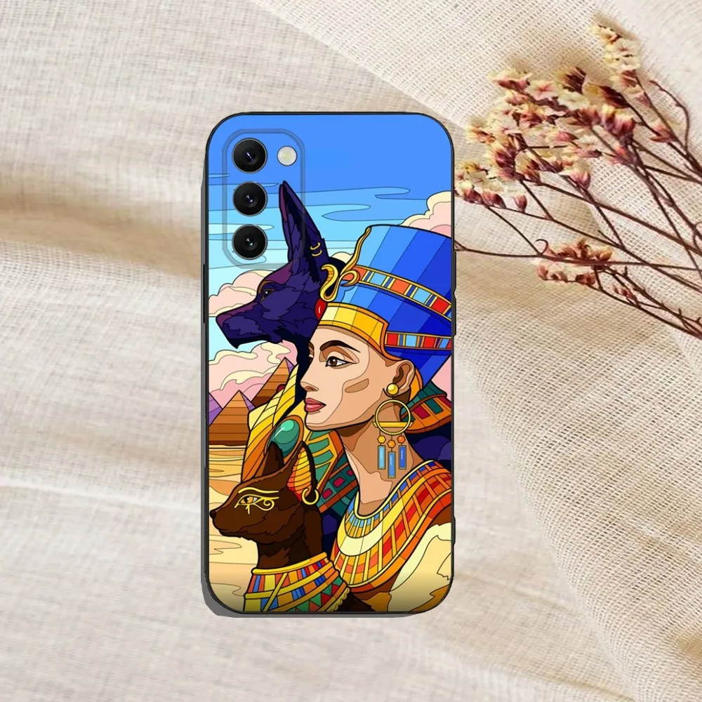 Egypt Pharaoh Mural Phone Case For Samsung Galaxy A13,A21s,A22,A31,A32,A52,A53,A71,A80,A91 Soft Black Cover