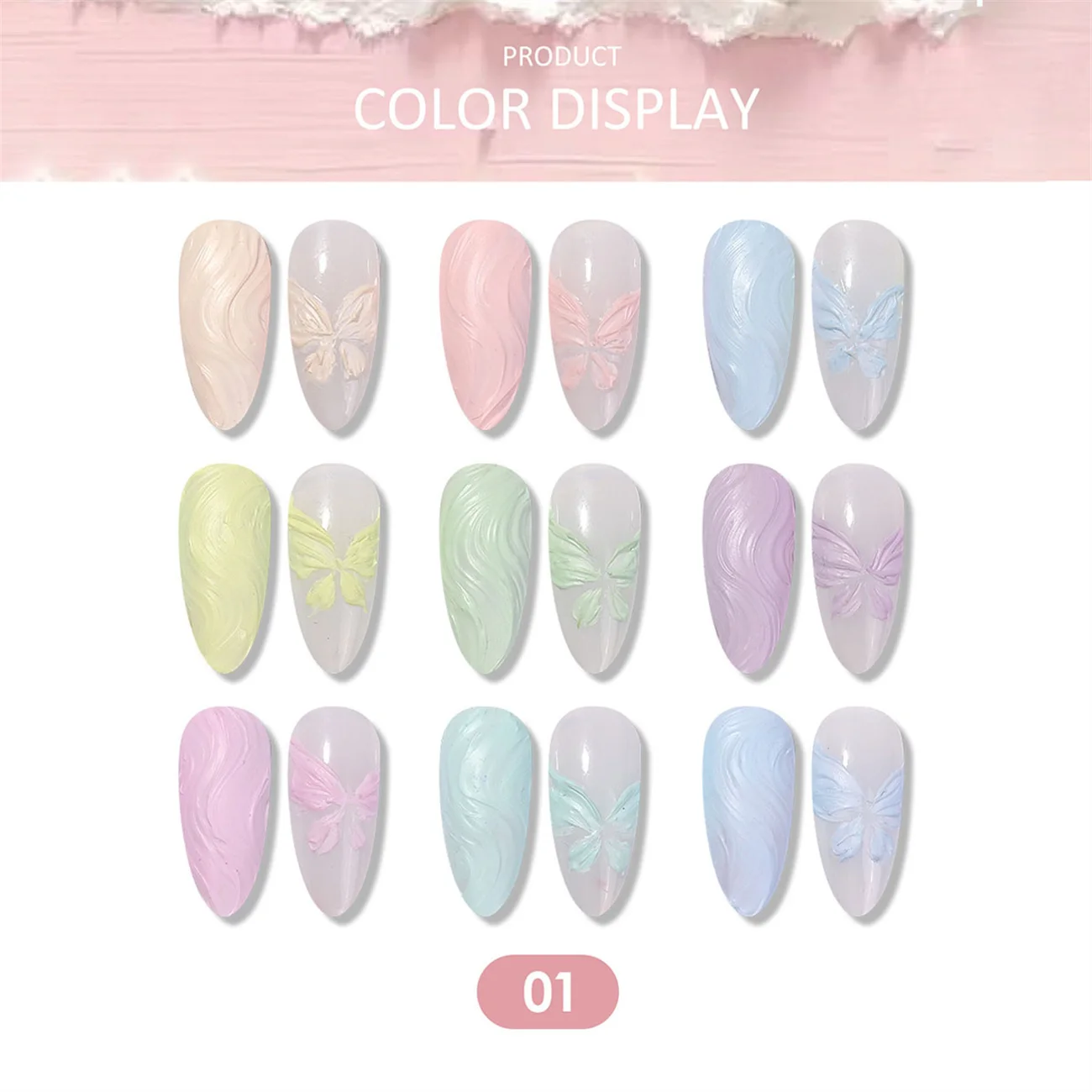 1 Stück Einfarbiges Nagellack-Gel 9-Farben-Set Hochpigmentiertes Dickflüssiges Farbverlauf-Gel für Nagelkunst 3D DIY – Detail 5