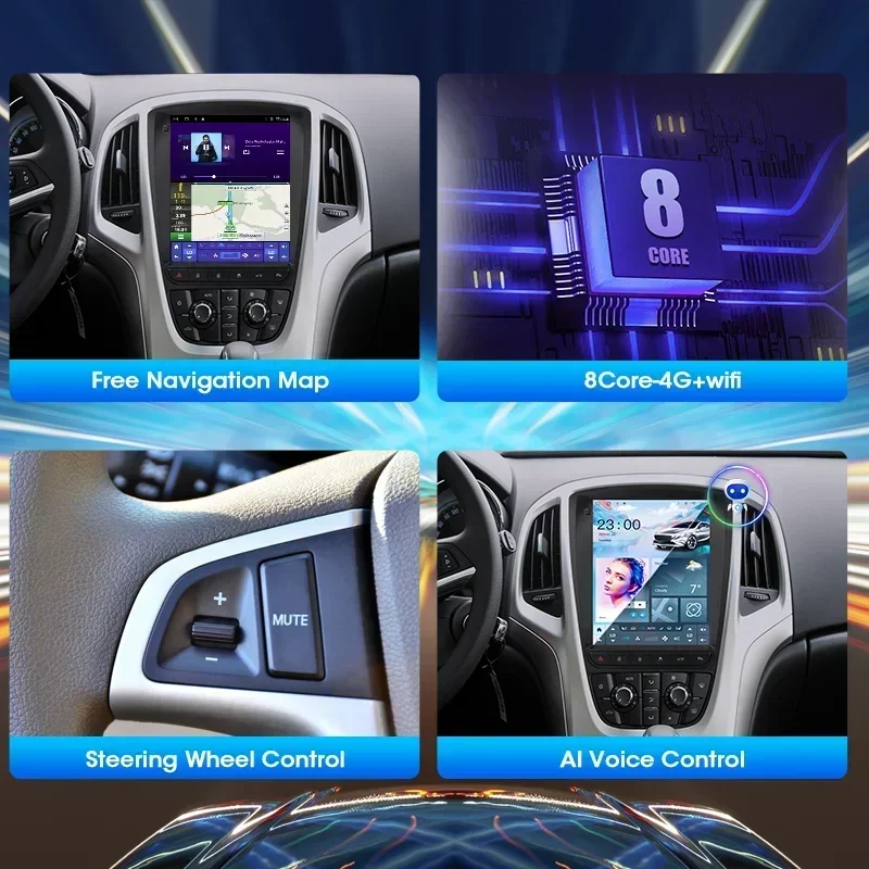 Srnubi 9,7 "Radio de coche Android para Opel Astra J Vauxhall Buick Verano 2009-2015 vídeo Multimedia 2Din 4G WIFI unidad principal Carplay 5