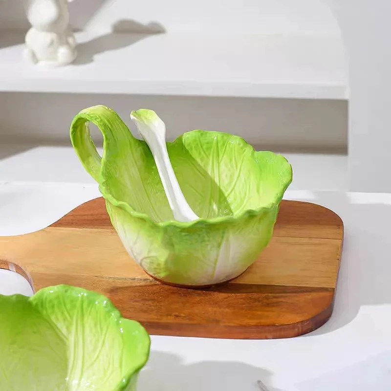 الملفوف وعاء سيراميك الإبداعية مقبض الفاكهة طبق للسلطة وعاء الحساء الحلوى وجبة خفيفة السلطانيات المعكرونة الأطباق المطبخ الجزيئي أدوات المائدة #3