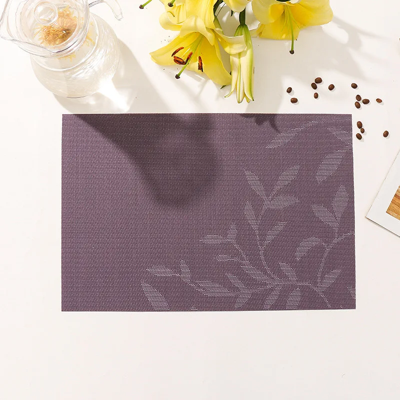 

1Pc 45x30cm Rectangle Leaf Pattern Placemat Home Anti-Scalding Restaurant PVC Table Dinner Mat Cup Coaster