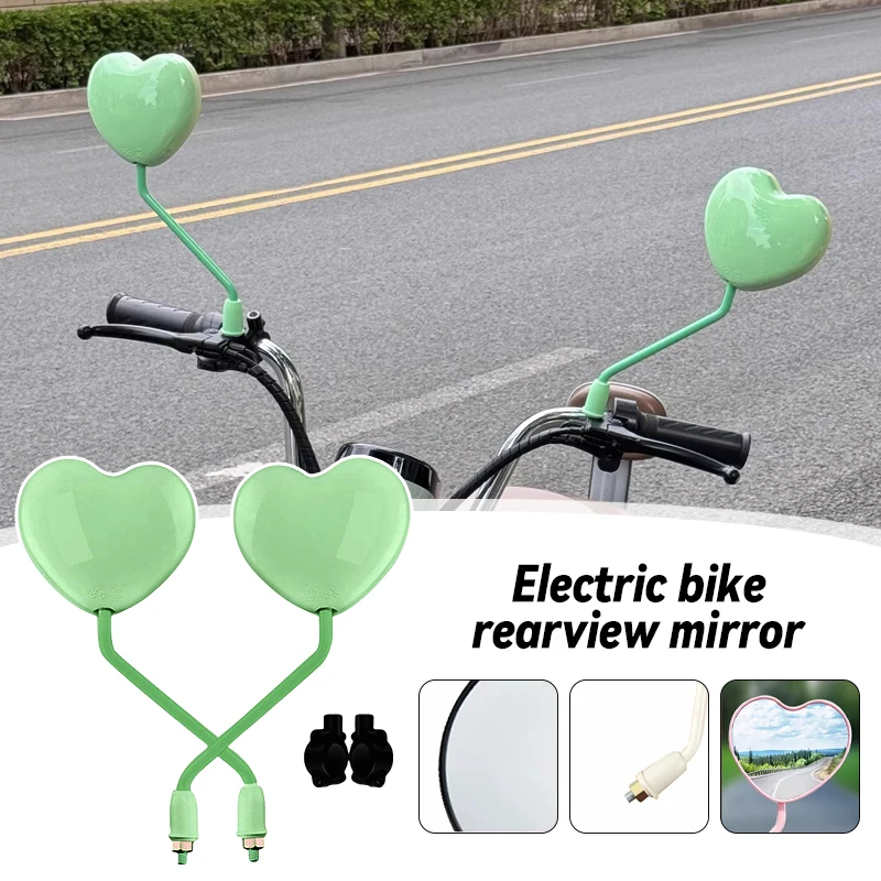 Cute Heart-Shaped Electric Bike Rearview Mirror HD Love Shape Mirror Universal For Yadea Aima Electric Bike Scooter Battery Car