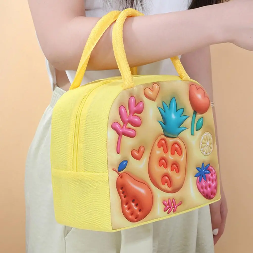 3D Cute Animal Pattern Lunch Bag Thickened Handheld Insulated Lunch Box Bags Large Capacity Children Bento Bag